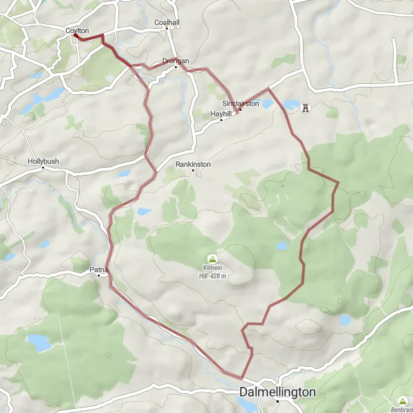 Map miniature of "Gravel Adventure" cycling inspiration in Southern Scotland, United Kingdom. Generated by Tarmacs.app cycling route planner