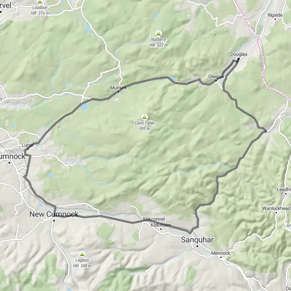 Map miniature of "Craignorth Hill Adventure" cycling inspiration in Southern Scotland, United Kingdom. Generated by Tarmacs.app cycling route planner