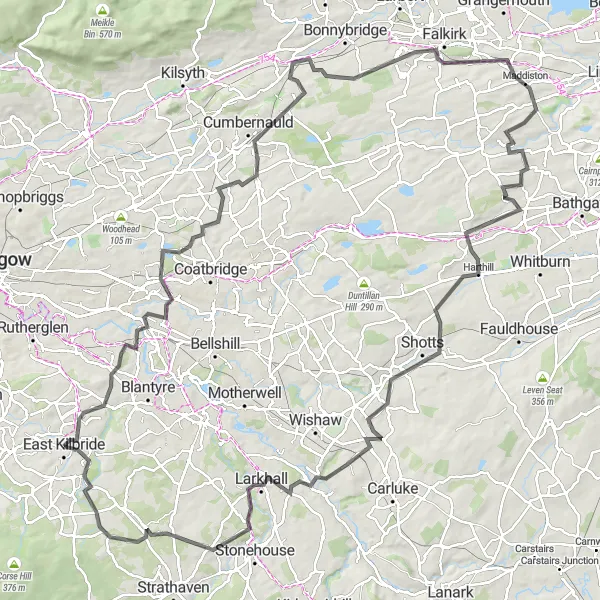 Map miniature of "The Bartons Hill Challenge" cycling inspiration in Southern Scotland, United Kingdom. Generated by Tarmacs.app cycling route planner