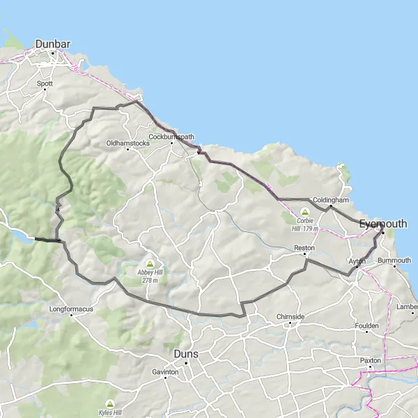 Map miniature of "Hills and Heritage Tour" cycling inspiration in Southern Scotland, United Kingdom. Generated by Tarmacs.app cycling route planner