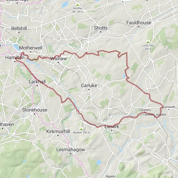 Map miniature of "Tranquil Gravel Ride" cycling inspiration in Southern Scotland, United Kingdom. Generated by Tarmacs.app cycling route planner
