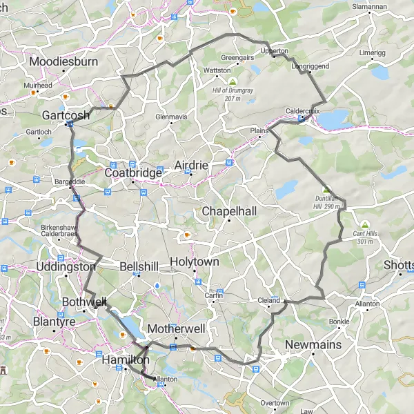 Map miniature of "Relaxing Country Ride" cycling inspiration in Southern Scotland, United Kingdom. Generated by Tarmacs.app cycling route planner