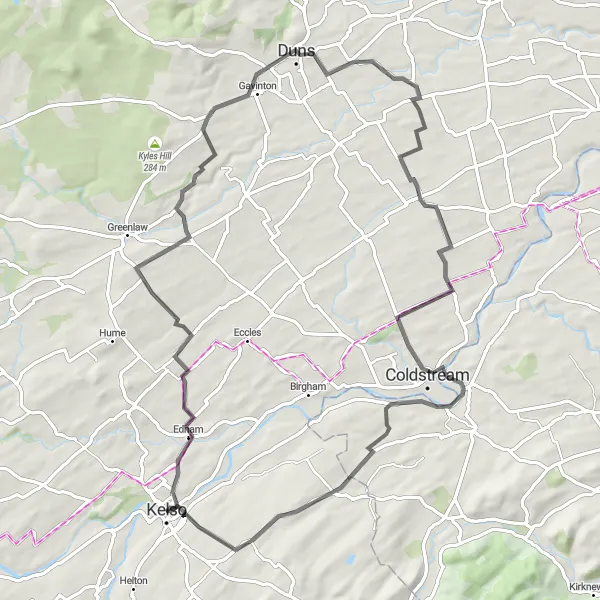 Map miniature of "Scottish Borders Discovery" cycling inspiration in Southern Scotland, United Kingdom. Generated by Tarmacs.app cycling route planner