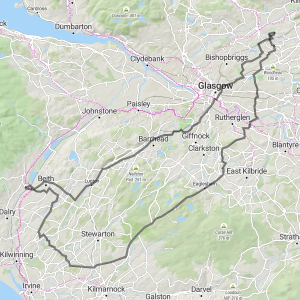 Map miniature of "The Majestic Exploration" cycling inspiration in Southern Scotland, United Kingdom. Generated by Tarmacs.app cycling route planner