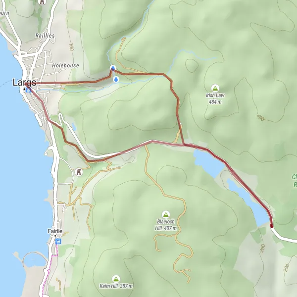 Map miniature of "Gravel Adventure to Largs" cycling inspiration in Southern Scotland, United Kingdom. Generated by Tarmacs.app cycling route planner