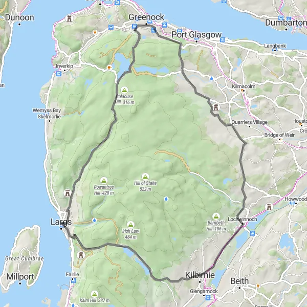 Map miniature of "Coastal and Countryside Delights" cycling inspiration in Southern Scotland, United Kingdom. Generated by Tarmacs.app cycling route planner