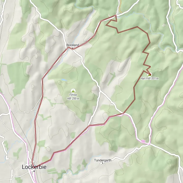 Map miniature of "The Hilly Challenge" cycling inspiration in Southern Scotland, United Kingdom. Generated by Tarmacs.app cycling route planner