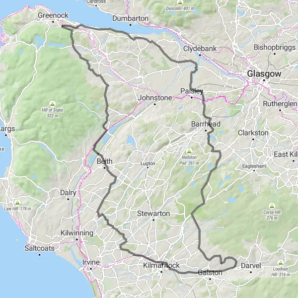 Map miniature of "Countryside Adventure" cycling inspiration in Southern Scotland, United Kingdom. Generated by Tarmacs.app cycling route planner
