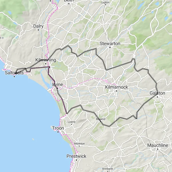 Map miniature of "Glen Waters Route" cycling inspiration in Southern Scotland, United Kingdom. Generated by Tarmacs.app cycling route planner