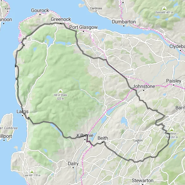 Map miniature of "Hill Climbing Adventure in Southern Scotland" cycling inspiration in Southern Scotland, United Kingdom. Generated by Tarmacs.app cycling route planner