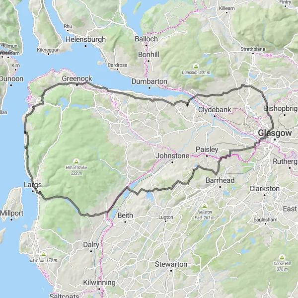 Map miniature of "Coastal Beauty and Hill Climbing in Southern Scotland" cycling inspiration in Southern Scotland, United Kingdom. Generated by Tarmacs.app cycling route planner