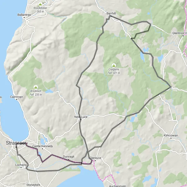 Map miniature of "Road Cycling Route from Castle of St John to Stranraer" cycling inspiration in Southern Scotland, United Kingdom. Generated by Tarmacs.app cycling route planner