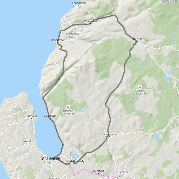 Map miniature of "The Coastal Castle Trail" cycling inspiration in Southern Scotland, United Kingdom. Generated by Tarmacs.app cycling route planner