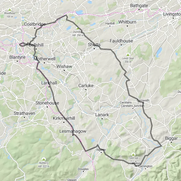 Map miniature of "The Southern Soul Sprint" cycling inspiration in Southern Scotland, United Kingdom. Generated by Tarmacs.app cycling route planner
