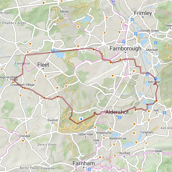 Map miniature of "Gravel Adventure" cycling inspiration in Surrey, East and West Sussex, United Kingdom. Generated by Tarmacs.app cycling route planner