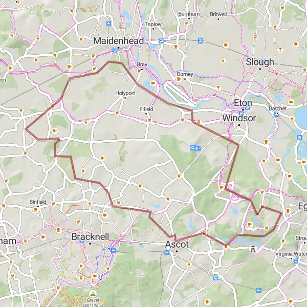 Map miniature of "Sussex Gravel Experience" cycling inspiration in Surrey, East and West Sussex, United Kingdom. Generated by Tarmacs.app cycling route planner