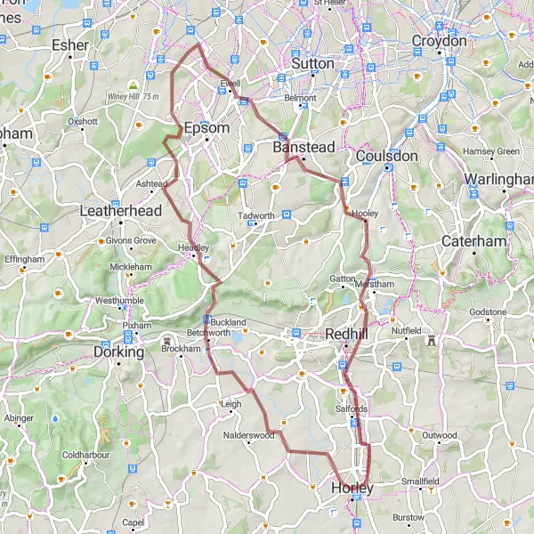 Map miniature of "Chessington Explorer" cycling inspiration in Surrey, East and West Sussex, United Kingdom. Generated by Tarmacs.app cycling route planner