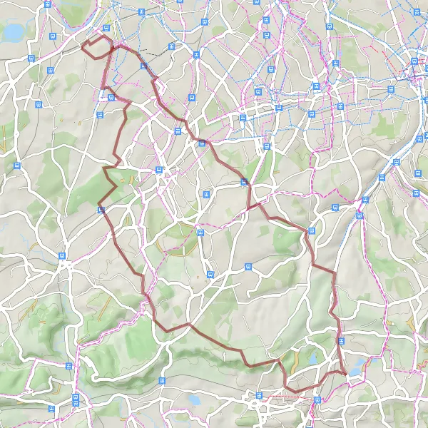 Map miniature of "The Surrey Gravel Escape" cycling inspiration in Surrey, East and West Sussex, United Kingdom. Generated by Tarmacs.app cycling route planner