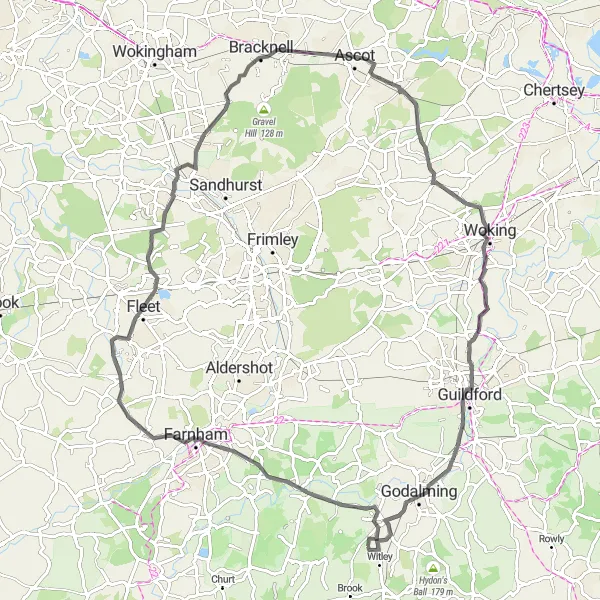 Map miniature of "Sussex Adventure" cycling inspiration in Surrey, East and West Sussex, United Kingdom. Generated by Tarmacs.app cycling route planner