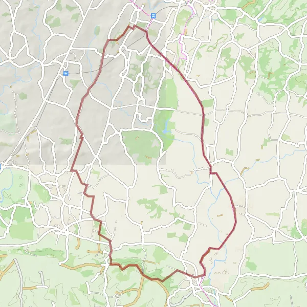 Map miniature of "The Gravel Explorer" cycling inspiration in Surrey, East and West Sussex, United Kingdom. Generated by Tarmacs.app cycling route planner