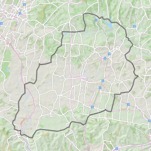 Map miniature of "Picturesque Surrey and Sussex Loop" cycling inspiration in Surrey, East and West Sussex, United Kingdom. Generated by Tarmacs.app cycling route planner