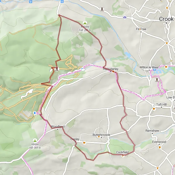 Map miniature of "Hidden Gems of Teesdale" cycling inspiration in Tees Valley and Durham, United Kingdom. Generated by Tarmacs.app cycling route planner