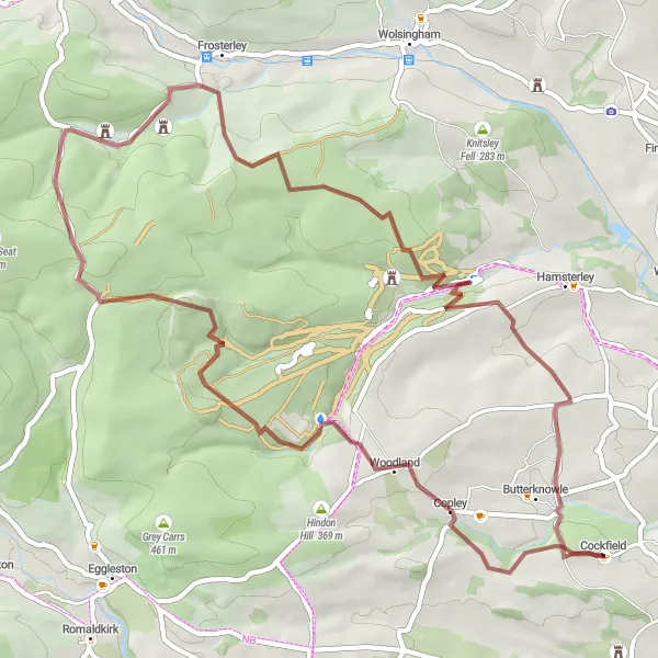 Map miniature of "Through the Yorkshire Dales" cycling inspiration in Tees Valley and Durham, United Kingdom. Generated by Tarmacs.app cycling route planner