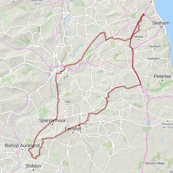 Map miniature of "The Gravel Explorer" cycling inspiration in Tees Valley and Durham, United Kingdom. Generated by Tarmacs.app cycling route planner