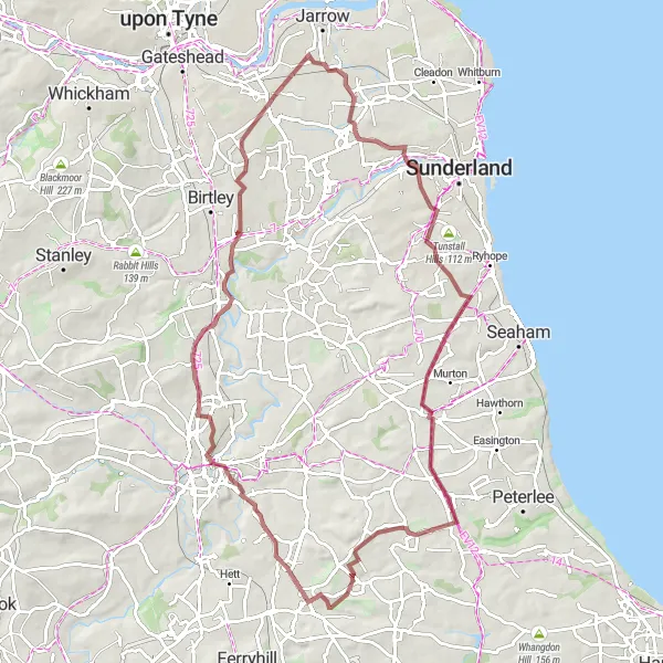 Map miniature of "Lakeside Loop" cycling inspiration in Tees Valley and Durham, United Kingdom. Generated by Tarmacs.app cycling route planner