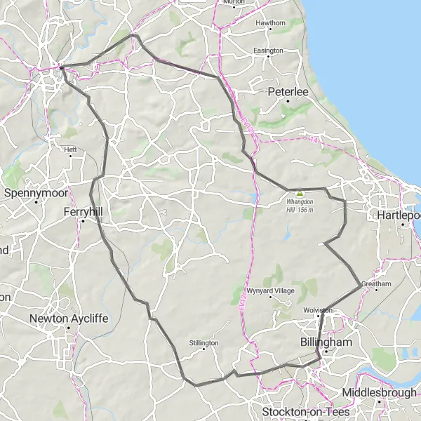 Map miniature of "#RoadWarrior: Durham County Road Cycling Route" cycling inspiration in Tees Valley and Durham, United Kingdom. Generated by Tarmacs.app cycling route planner