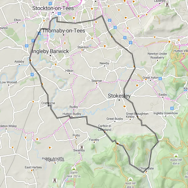 Map miniature of "Explore North Yorkshire" cycling inspiration in Tees Valley and Durham, United Kingdom. Generated by Tarmacs.app cycling route planner