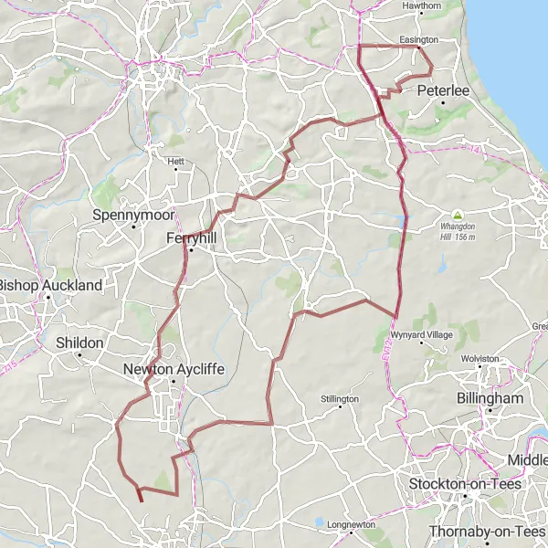 Map miniature of "Discover the Gravel Towns of Easington" cycling inspiration in Tees Valley and Durham, United Kingdom. Generated by Tarmacs.app cycling route planner