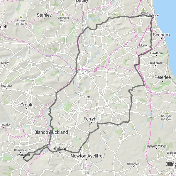 Map miniature of "Durham Countryside Expedition" cycling inspiration in Tees Valley and Durham, United Kingdom. Generated by Tarmacs.app cycling route planner