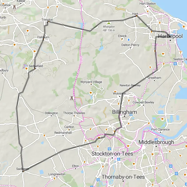 Map miniature of "Discover Durham" cycling inspiration in Tees Valley and Durham, United Kingdom. Generated by Tarmacs.app cycling route planner