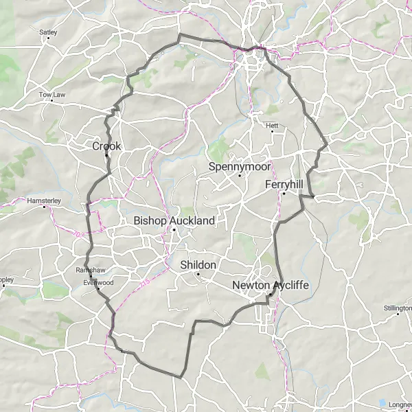 Map miniature of "Discover Durham Round Trip" cycling inspiration in Tees Valley and Durham, United Kingdom. Generated by Tarmacs.app cycling route planner