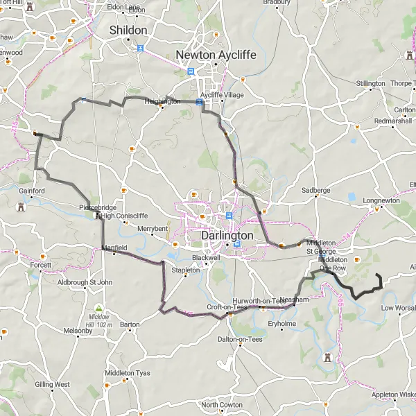 Map miniature of "Ingleton Loop" cycling inspiration in Tees Valley and Durham, United Kingdom. Generated by Tarmacs.app cycling route planner