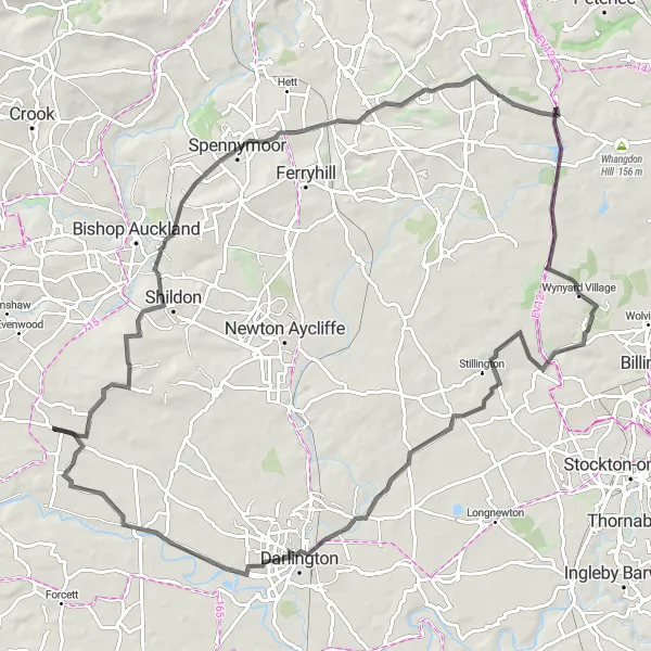 Map miniature of "Tees Valley Round Trip" cycling inspiration in Tees Valley and Durham, United Kingdom. Generated by Tarmacs.app cycling route planner