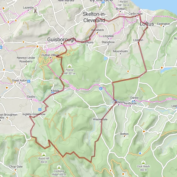 Map miniature of "The Gravel Adventure" cycling inspiration in Tees Valley and Durham, United Kingdom. Generated by Tarmacs.app cycling route planner