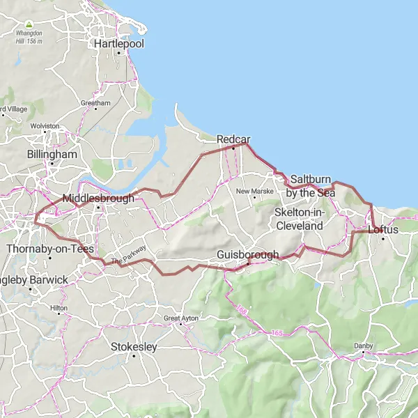 Map miniature of "Hill Country Escape" cycling inspiration in Tees Valley and Durham, United Kingdom. Generated by Tarmacs.app cycling route planner