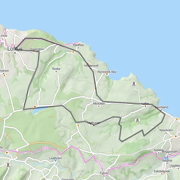 Map miniature of "Hilly Yorkshire Loop" cycling inspiration in Tees Valley and Durham, United Kingdom. Generated by Tarmacs.app cycling route planner