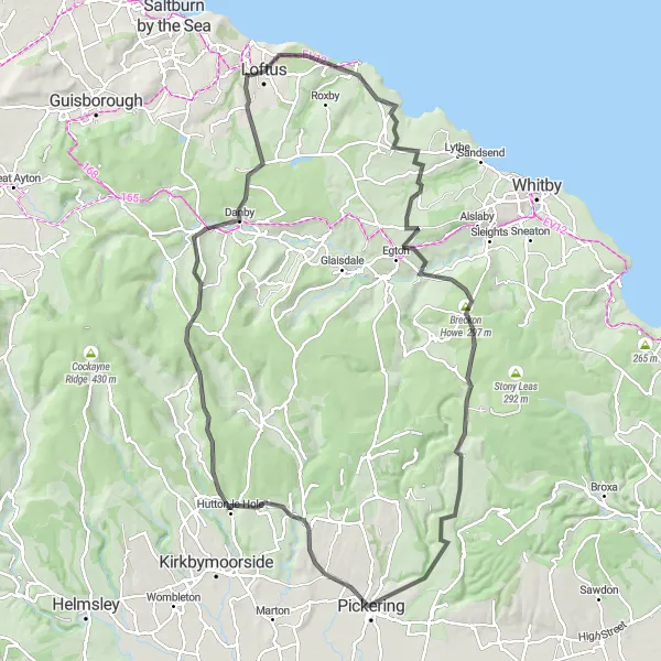 Map miniature of "Coast to Moors Adventure" cycling inspiration in Tees Valley and Durham, United Kingdom. Generated by Tarmacs.app cycling route planner