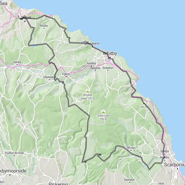 Map miniature of "Loftus and Beyond" cycling inspiration in Tees Valley and Durham, United Kingdom. Generated by Tarmacs.app cycling route planner