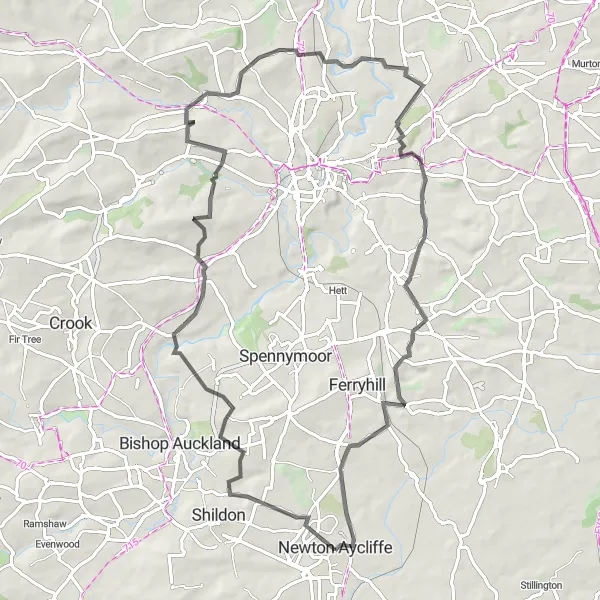 Map miniature of "The Durham Delight" cycling inspiration in Tees Valley and Durham, United Kingdom. Generated by Tarmacs.app cycling route planner