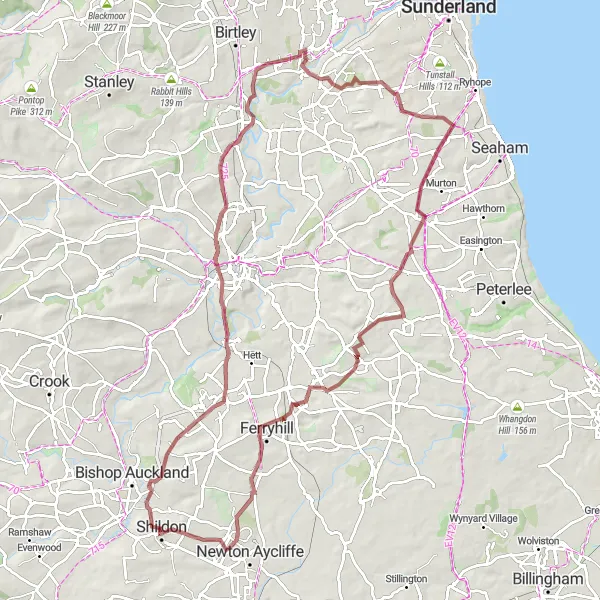Map miniature of "Gravel Adventure in Tees Valley and Durham" cycling inspiration in Tees Valley and Durham, United Kingdom. Generated by Tarmacs.app cycling route planner