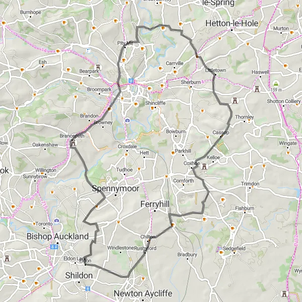 Map miniature of "Historic Tour of Tees Valley and Durham" cycling inspiration in Tees Valley and Durham, United Kingdom. Generated by Tarmacs.app cycling route planner