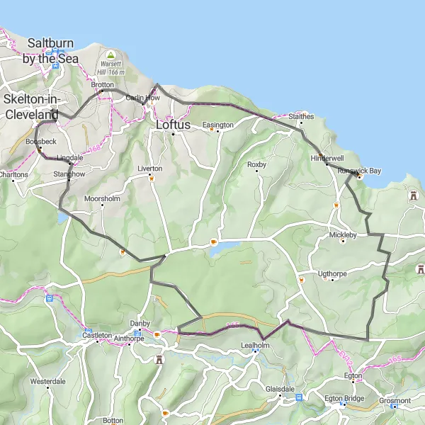 Map miniature of "Moorland Loop Road Ride" cycling inspiration in Tees Valley and Durham, United Kingdom. Generated by Tarmacs.app cycling route planner