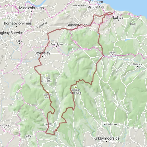 Map miniature of "Westerdale and Hawnby Gravel Challenge" cycling inspiration in Tees Valley and Durham, United Kingdom. Generated by Tarmacs.app cycling route planner