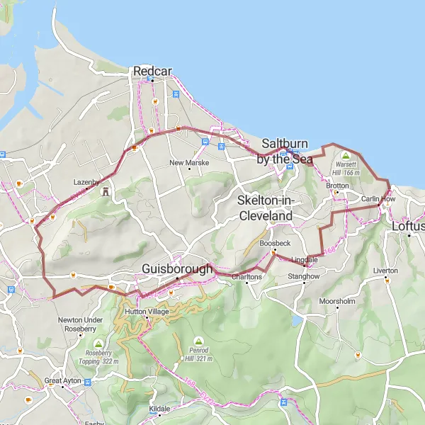 Map miniature of "Gravel Adventure Loop" cycling inspiration in Tees Valley and Durham, United Kingdom. Generated by Tarmacs.app cycling route planner