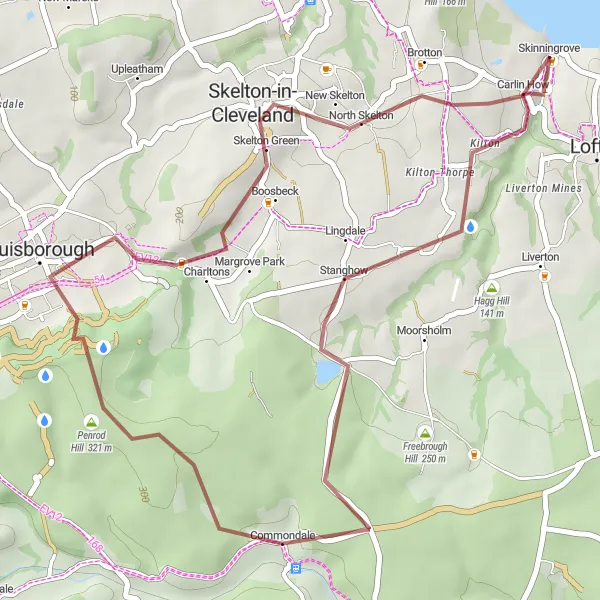 Map miniature of "Commondale and Skinningrove Loop" cycling inspiration in Tees Valley and Durham, United Kingdom. Generated by Tarmacs.app cycling route planner