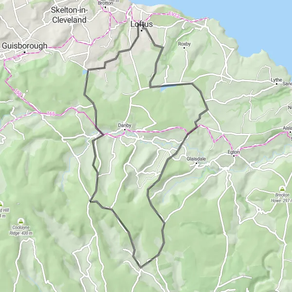 Map miniature of "North York Moors Explorer" cycling inspiration in Tees Valley and Durham, United Kingdom. Generated by Tarmacs.app cycling route planner